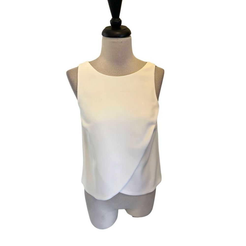 Theory Women's Sleeveless Mintorey Admiral Crepe Tank Blouse Ivory White Small